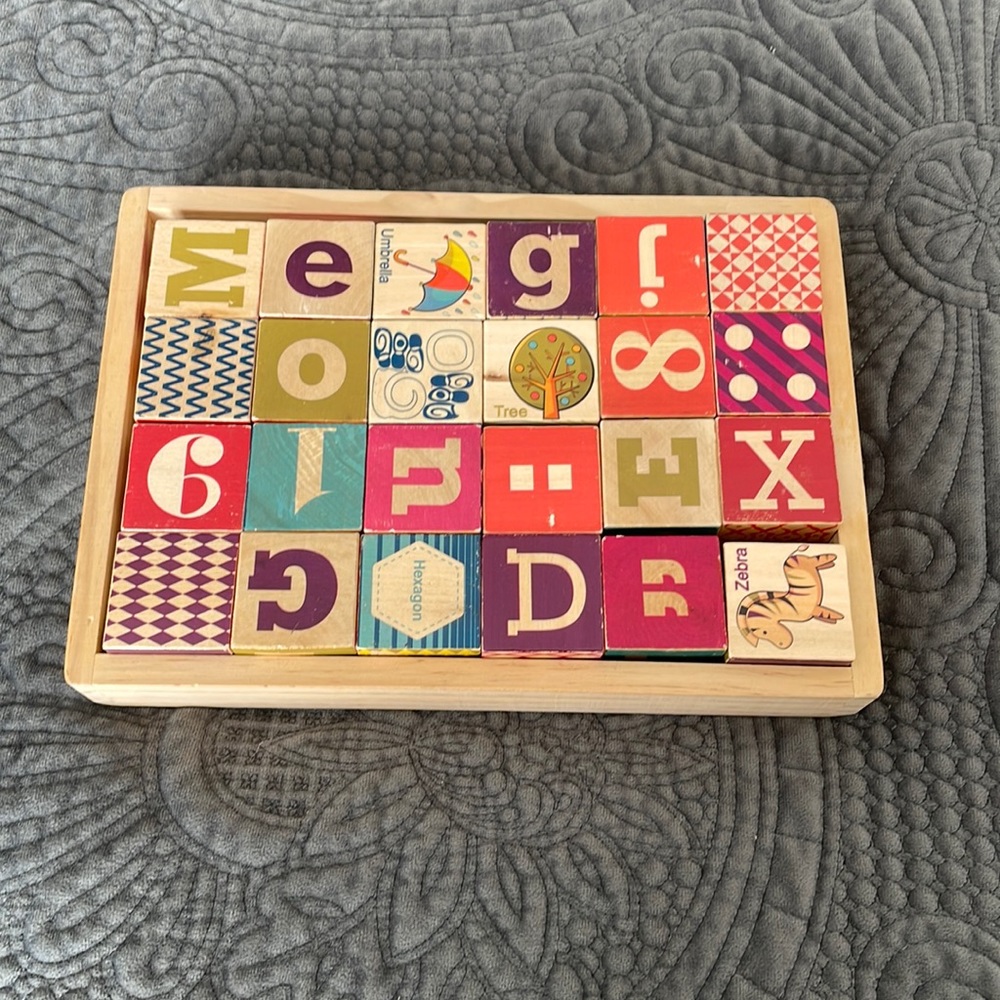 Wood alphabet blocks